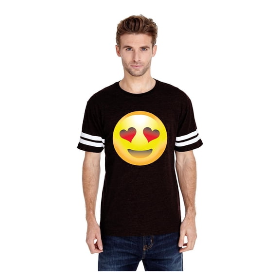 Mens Football Fine Jersey T-shirts - Emoji Heart-Shaped Eyes