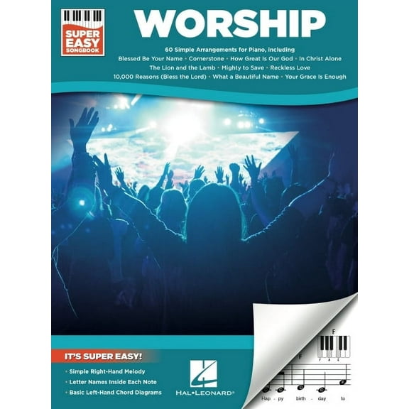 Worship Super Easy Songbook Beginner Sheet Music with Chords and Lyrics Learn 60 Worship Songs Effortlessly Simple Right, (Paperback)