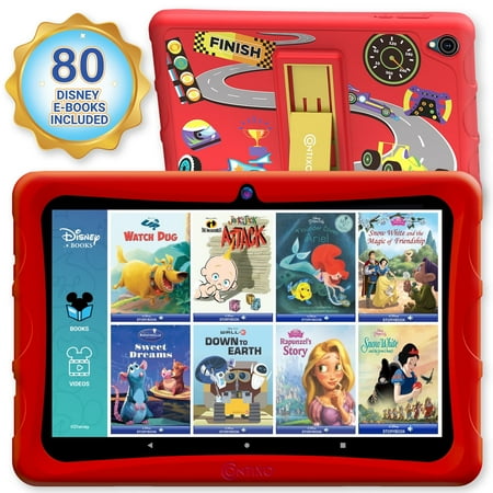 Contixo 10" Kids Tablet, 80 FREE Disney eBooks, 64GB, Kid-Proof Case, for kids 3-12, Parental Control, Android, WiFi - Red