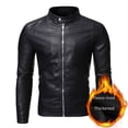 thumbnail image 2 of Chaqueta de cuero para hombre, juvenil, de corte ajustado, informal, para hombre, chaqueta de cuero para motociclista, 2 of 5