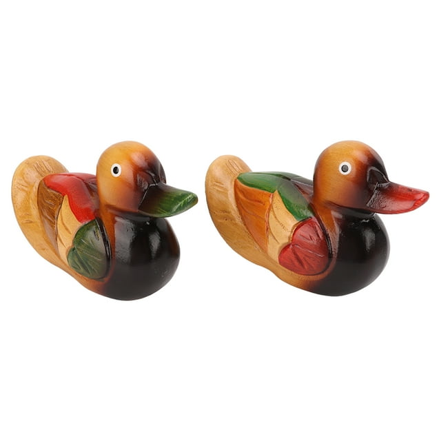 Estatuas de pato mandarín de madera pintadas a mano, de color duradero y seguras, para decoración del hogar y el jardín.