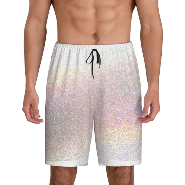 Fotbe Glitter Light Pearl Pantalones Cortos de Pijama para Hombre, Ropa de Dormir, Pantalones de Pijama Cortos para Hombre-X-Large