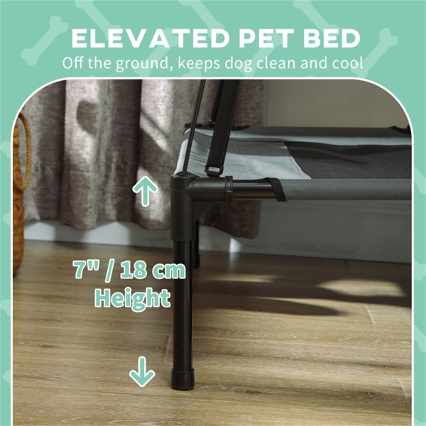 imerelez 30 inch Elevated Dog Bed with Canopy, Outdoor Dog Bed Cot with Shade Tent, Portable Raised Pet Cot Cooling Bed for Dogs