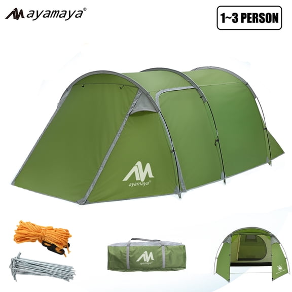 Ayamaya Camping Tents for 3 Person, Waterproof Light Motorcycle Tent 2 Room Design with Detachable Bedroom & Vestibule (167L�79W�51H inch)