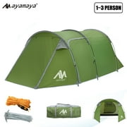 Ayamaya Camping Tents for 3 Person, Waterproof Motorcycle Tent 2 Room Design with Detachable Bedroom & Vestibule (167L79W51H inch)