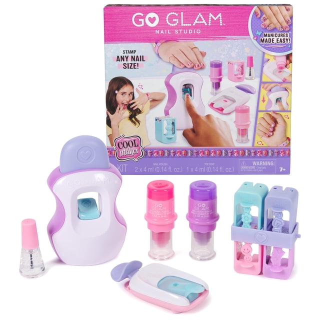 Cool MAKER Kit de Estudio de manicura GO Glam, CREA 200 uñas con 4 diseños, 2 aplicadores de Esmalte y máscara de uñas, Juguetes de Manualidades para ni&amp