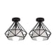 thumbnail image 2 of Lámparas colgantes con forma de jaula de diamante industrial retro, candelabros de metal negro para decoración de sala de estar, dormitorio y cocina, 2 of 6