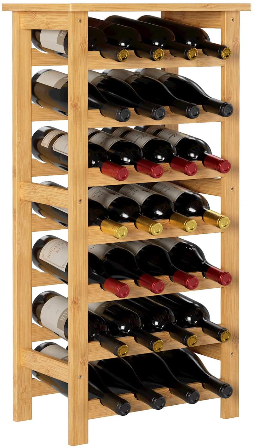 Holds up to 8 Bottles Natural Pinewood Home Zone Kitchen Wall Mounted Wine Rack with Stemware Organizers 