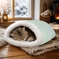 thumbnail image 2 of Indoor Cat Sleeping Bag Cave Bed, Warm Comfortable Wrap Snuggle Sack Pouch for Cats Puppy Small Dogs, Washable Soft Pet Mat Self-Warming Bed, 2 of 5