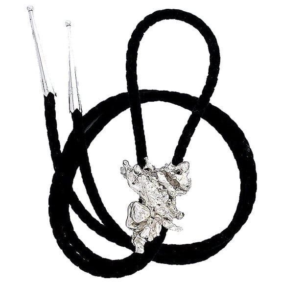 1 3/5 x 1 1/4 Inch 22 Gram Silver Casted Nugget Bolo Tie & Tips EPBT155/111123