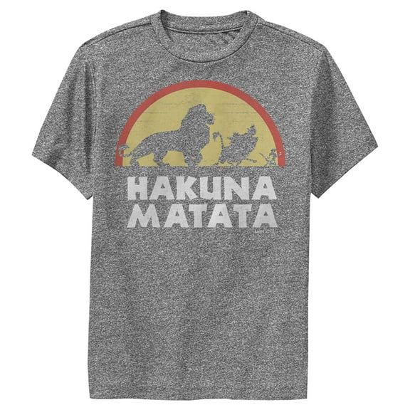 Boy's Lion King Hakuna Matata Silhouette  Performance Graphic Tee Charcoal Heather X Large
