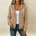 thumbnail image 5 of FENGYOU Womens Zip Up Hooded Cardigan Cable Knit Jacket Loose Casual Long Sleeve Outerwear with Pockets Drawstring Hood Khaki XL, 5 of 6