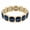 Gold/Blue, variant on VNOX Gold Alloy Stretch Bracelet with Square Black Glass Beads, Elegant Bangle for Birthday Gift