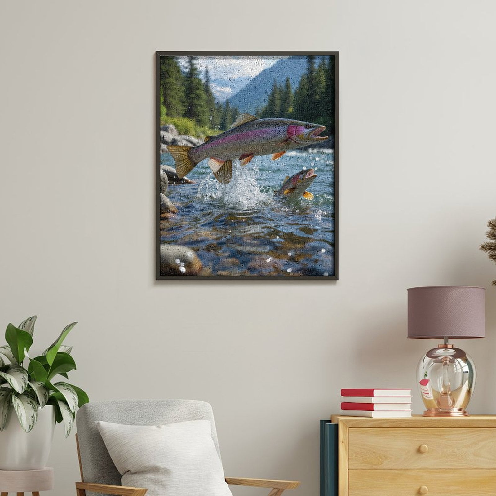 Paint by Numbers Kit for Adults, Rainbow Trout In Mountain Stream Paint by Numbers, Easy Paint by Numbers Kit for Adults Beginner, DIY Adult Paint by Number Kits on Canvas, 12x16in Home Decor