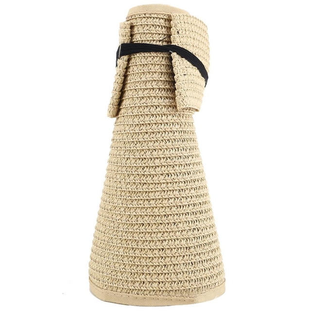 Sombrero con visera para mujer, ala ancha, plegable, enrollable, sombrero de paja para playa