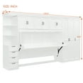 thumbnail image 2 of Harper & Bright Designs Twin Size Murphy Bed with Wardrobe and Cabinet, Wooden Twin Cabinet Bed Wall Bed with Desk, Folding Wall Chest Bed for Guest Room Office, White, 2 of 18