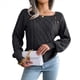 thumbnail image 3 of Suéteres Casuales de Punto con Estampado de Leopardo para Mujer, Suéteres de Larga con Cuello Redondo Negro S, 3 of 9