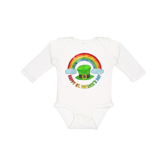 Inktastic Happy St. Patrick's Day Rainbow and Hat Boys or Girls Long Sleeve Baby Bodysuit