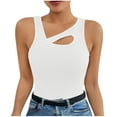 thumbnail image 2 of Tank Tops for Women Plus Size Sleeveless Summer Solid Regular Casual Tank White L, 2 of 4
