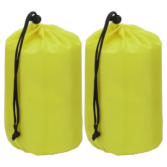 Uxcell Stuff Sack, 6 x 13 Inch Waterproof Outdoor Storage Sack Portable Drawstring Dust Flap Bag Lightweight Sleeping Bag Yellow 2 Pcs