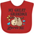 thumbnail image 3 of Inktastic My Great Grandma Loves Me with Sloth and Hearts Boys or Girls Baby Bib, 3 of 4