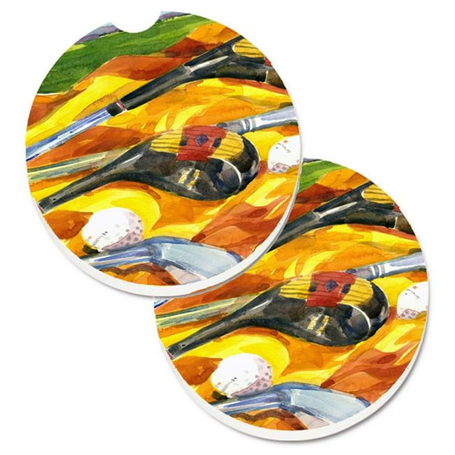 Golf Clubs Golfer Set of 2 Cup Holder Car Coaster