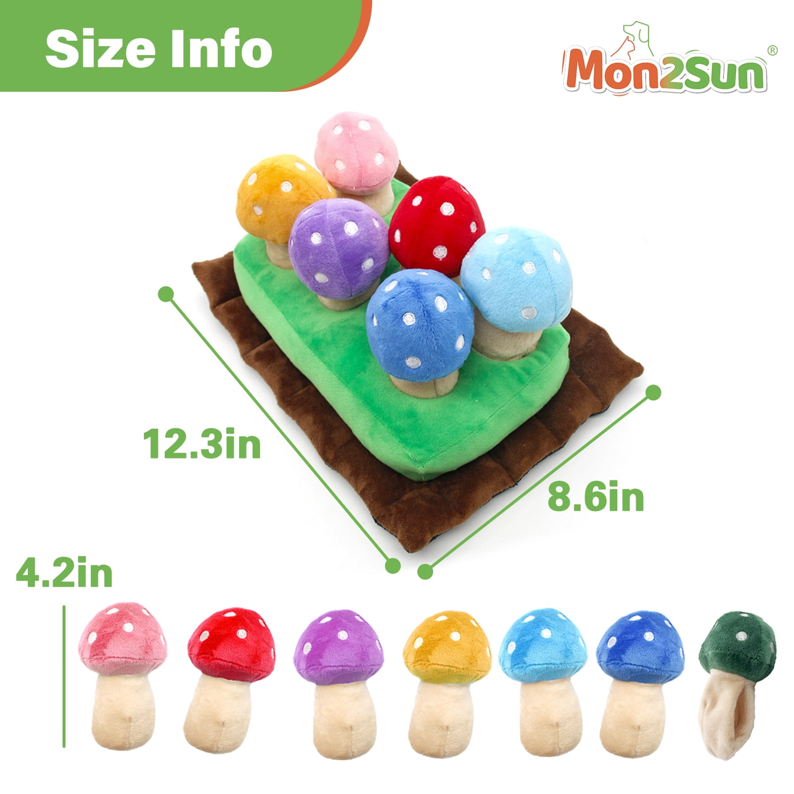 Hide and Seek Dog Toy, Squeaky Interactive Puzzle Toys for Small and Medium Dogs - Mushrooms