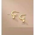 thumbnail image 2 of K-KED 925 Sterling Silver Open 15mm Hoop Stud Earrings Crystal Drop-Gold, 2 of 6