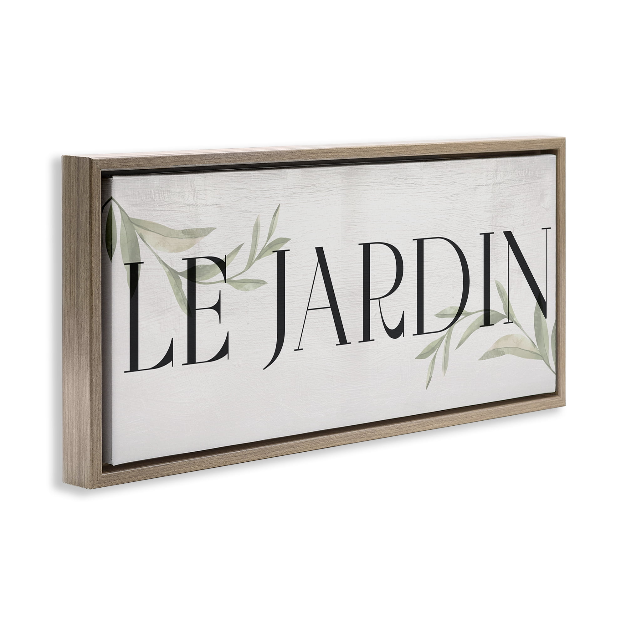 Stupell Industries French Garden Phrase Plants & Flowers Painting Brown Floater Framed Canvas Art Print Wall Art, 25 x 11