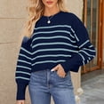 thumbnail image 2 of Durtebeua Chandails à Capuchon pour Femmes Chandails en Molleton Oversize Automne Hiver Manches Longues Col Rond Décontracté Couleur Unie Pull Tops Chemises Bleu Foncé,S, 2 of 7