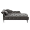 thumbnail image 5 of Velvet Chaise Lounge Indoor, Button Tufted Sleeper Sofa Chair with One Pillow, Upholstered Accent Recliner Chair with Nail Head Trim for Living Room, Bedroom, Gray, 5 of 5