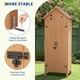 thumbnail image 4 of Small outdoor waterproof garden tool shed con 3 estantes, lockable doors, y roof almacenamiento - compact wood almacenamiento gabinete para patios, backyards, y balconies (natural), 4 of 8