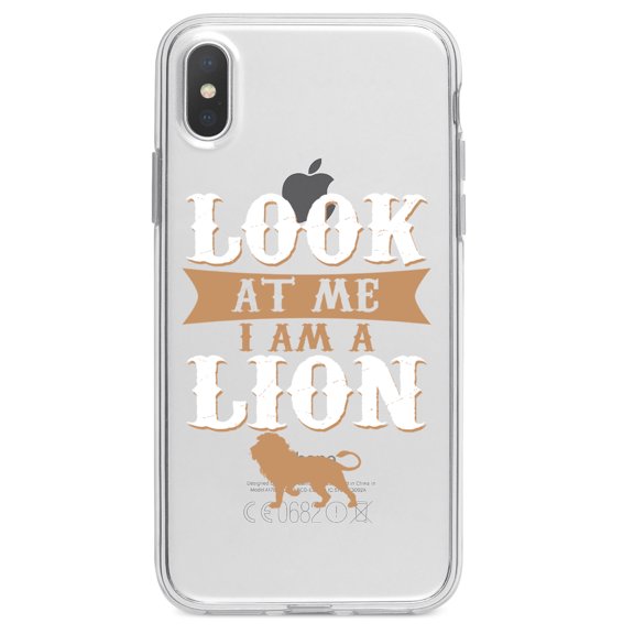 DistinctInk Clear Shockproof Hybrid Case for iPhone XS Max (6.5" Screen) - TPU Bumper Acrylic Back Tempered Glass Screen Protector - Look At Me I Am A Lion