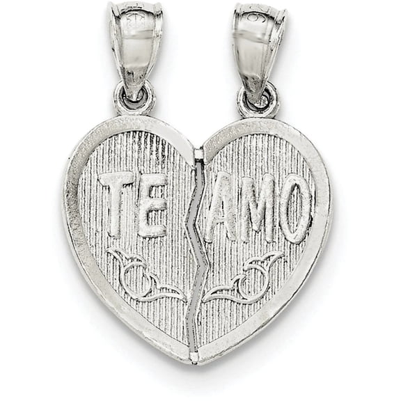 Sterling Silver Polished Te Amo Break Apart Heart Pendant QC8108