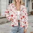 thumbnail image 3 of Jackets for Women Winter Coat Jackets Flannel Stand Collar Jacket(Modern Romantic Art Love,Size:S-4XL), 3 of 7