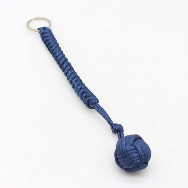 LLavero de cuerda de paraguas al aire libre, cordón de autodefensa, nudo de supervivencia, hebilla de bola de acero, herramienta de seguridad táctica, cordón de gancho de mosquetón