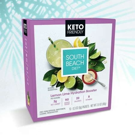 South Beach Diet Lemon Lime Hydration Booster, 10ct Packets to Support Keto-Friendly Weight Loss