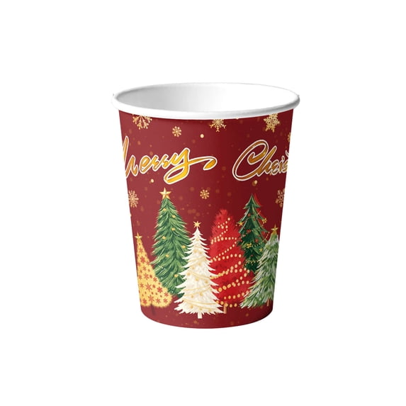 Christmas Tree Paper Plates Set with Disposable Cups and Napkins for Holiday Party Table Decorations