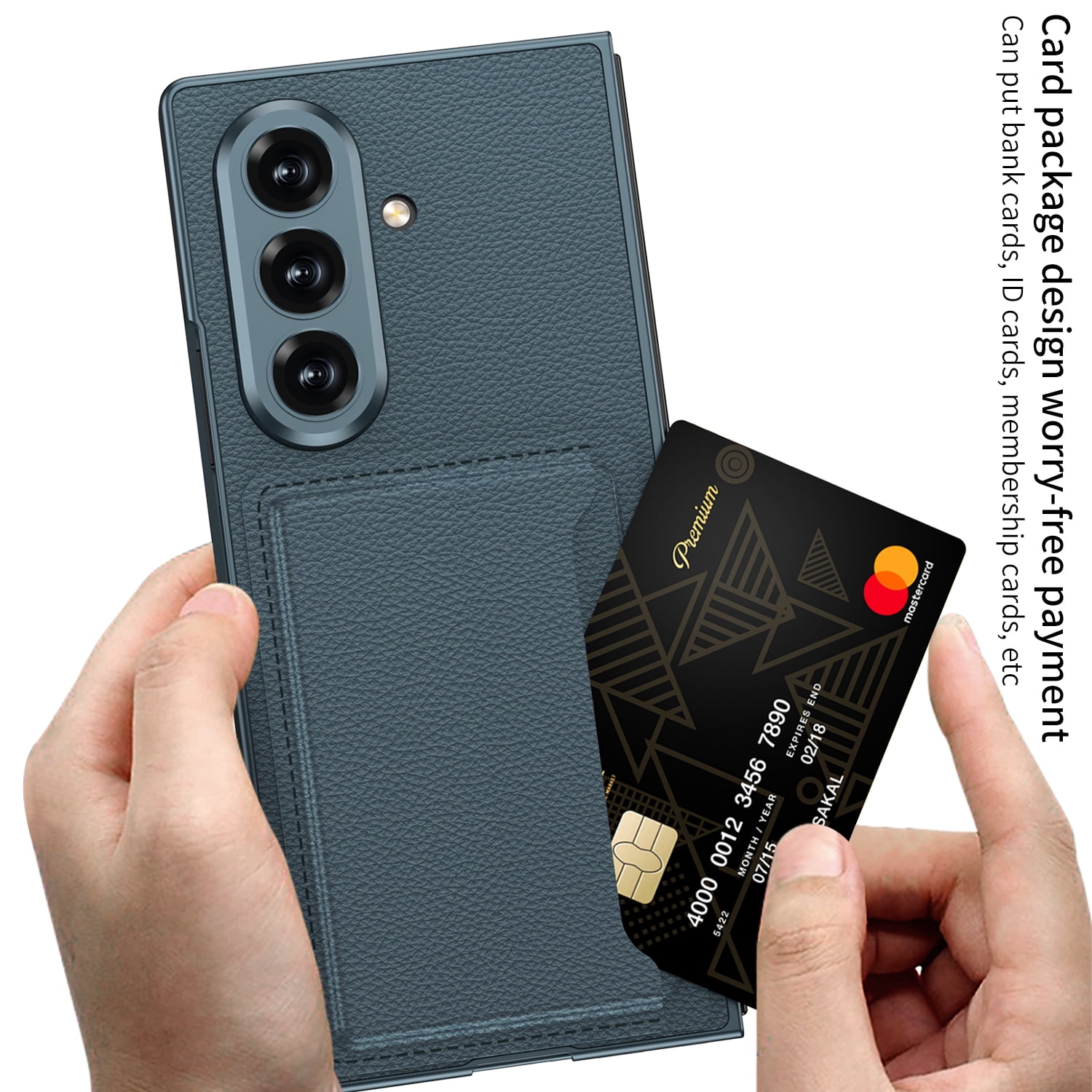 Slim for Samsung Galaxy Z Fold 7 Wallet with Card Holder and Back Flip Kickstand, Built in Screen Protector Thin Protective Cover For Samsung Galaxy Z Fold 7 Phone Case with Card Slot & Stand,Black