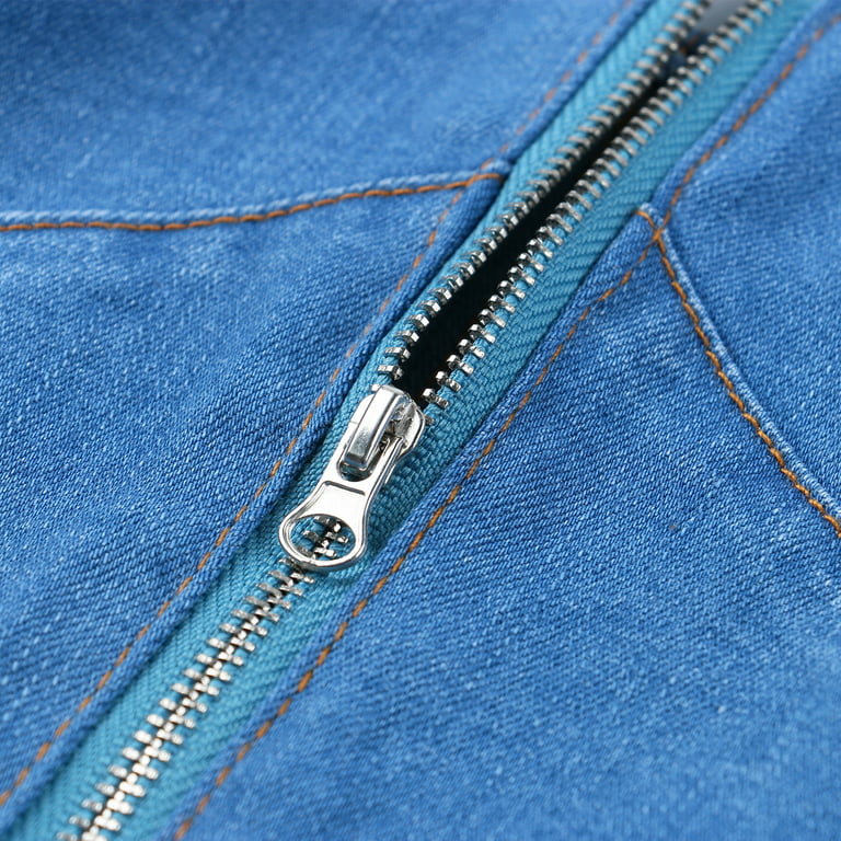 JBEELATE Women's Denim Jeans Blue Zipper Corset Crop Top Sexy Push