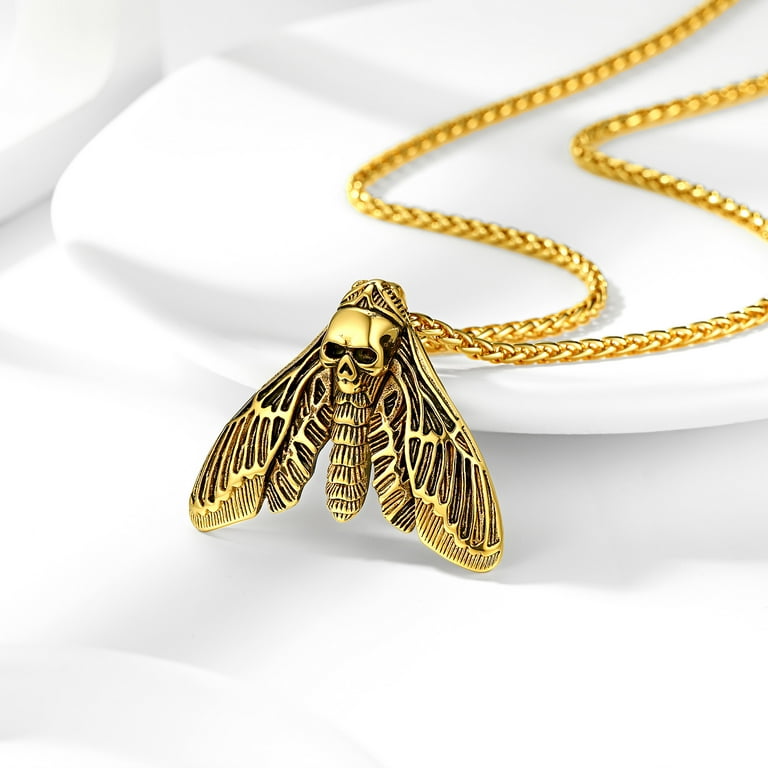 Death's Head Moth Pendant Necklace – Unique Butterfly Moth Punk Animal Jewelry For Women & Men