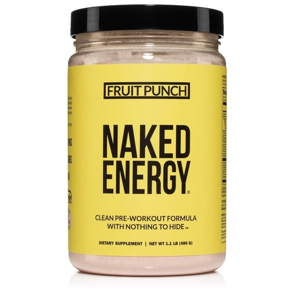 NAKED nutrition Fruit Punch Naked Energy - Clean Pre Workout Supplement for Men and Women, Vegan Friendly, No Added Sweeteners, Colors Or Flavors - 30 Servings