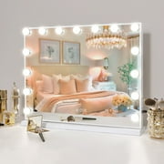 Fenchilin 23x18 Vanity Mirror with Lights Tabletop Wall Mount Metal White