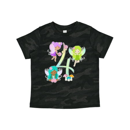 

Inktastic Flower Fairies Fourth Birthday Gift Toddler Boy or Toddler Girl T-Shirt