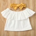 thumbnail image 5 of Toddler Baby Girl Ruffle Off Shoulder Crop Tops High Waist Maxi Skirt Headband 3PCS Set, 5 of 7