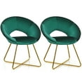 thumbnail image 1 of Gymax Accent Velvet Dining Chairs, Dark Green (Set of 2), 1 of 10