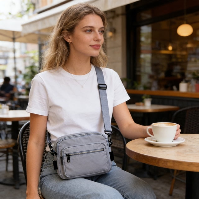 Bandolera de hombre Mochila de nylon impermeable para el pecho, Messenger de hombro ligera de 0,22 lb, mochila deportiva de viaje espaciosa para exteriores con puerto para auriculares
