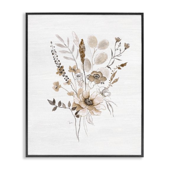 Stupell Industries Shabby Chic Subtle Flower Bundle Sprigs Black Framed Giclee Art, 11 x 14, by Janet Tava