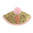thumbnail image 1 of Baby Birthday Crown Birthday Cone Hat for Child Golden Fabric Photo Prop 1Pack, 1 of 4