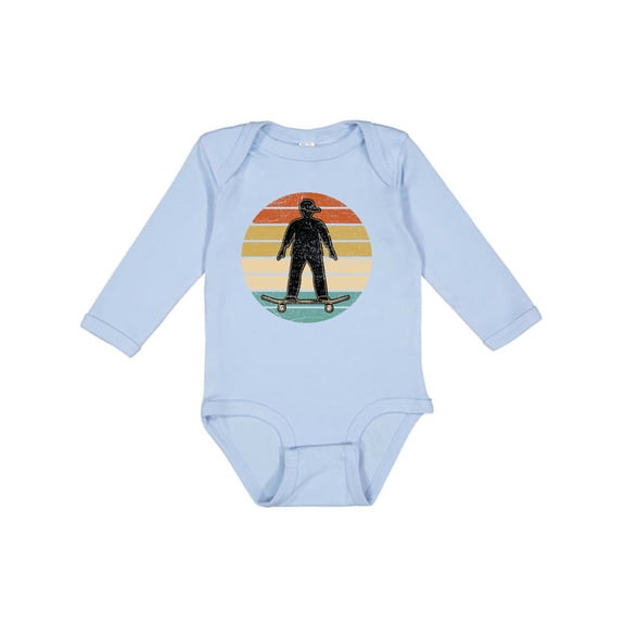 Inktastic Skateboarding Retro Sunset Skateboarder Boys Long Sleeve Baby Bodysuit